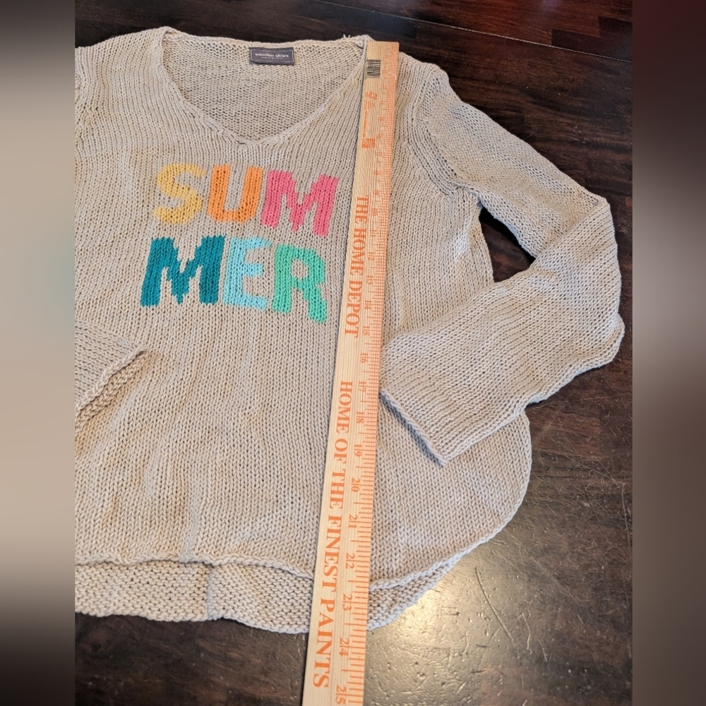 Wooden Ships 'SUMMER' Print V-Neck Knit Sweater, Women's S/M - Picture 5 of 7
